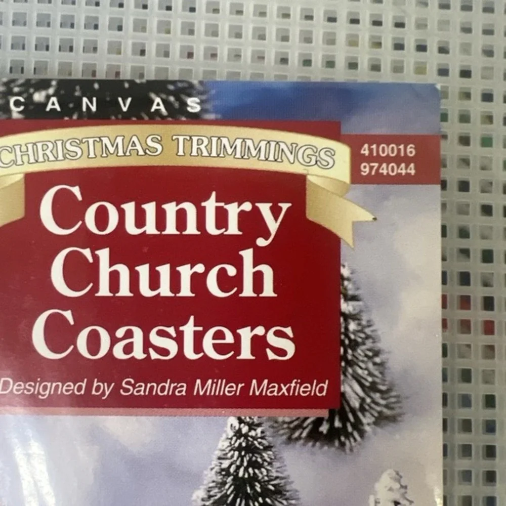 Lot Of 2 Needlecraft Shop Christmas Plastic Canvas Church Coasters Snowflake Box